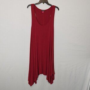 WOMEN'S "Vince Camuto" Red Rayon Knit, High-Low, Maxi Tank Dress; Size L